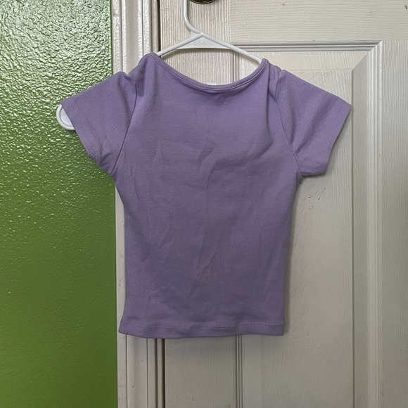 Notched Neck Cropped Short Sleeved Top - Picture 2 of 3